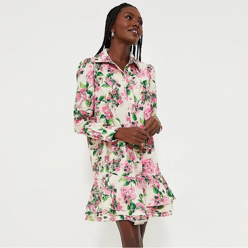 Tuckernuck Gossamer Pink Hydrangea Callahan Shirt Dress Sz L